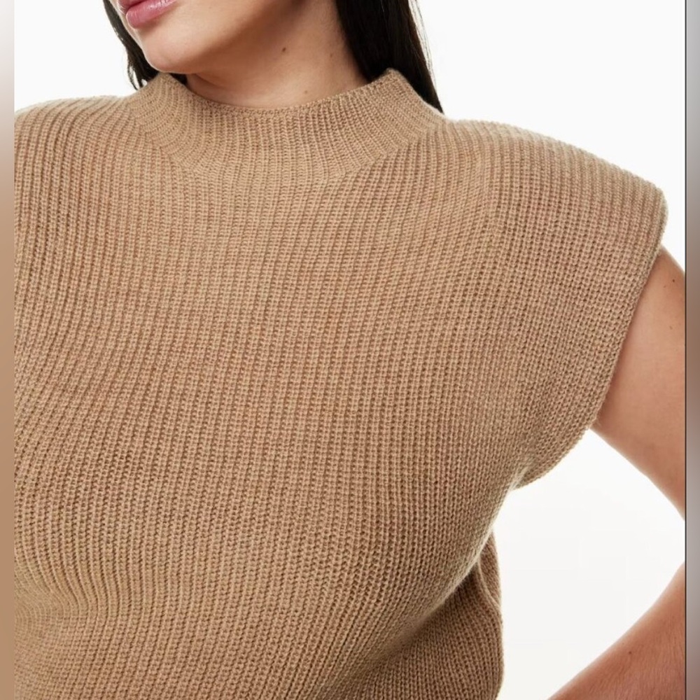 Babaton Tan Ribbed Turtleneck Sweater